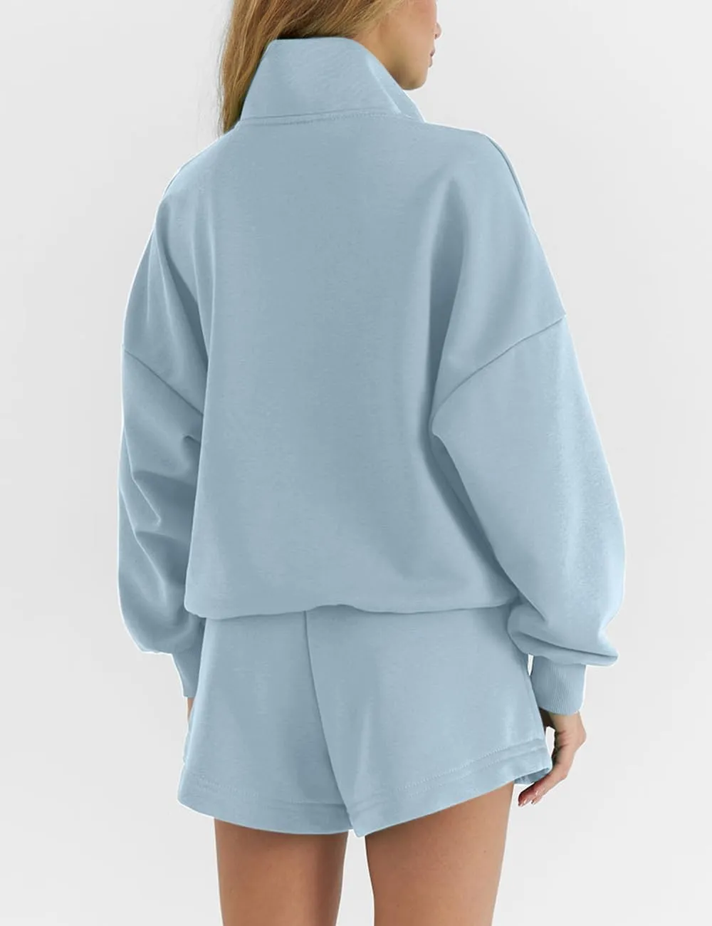 2024 2 Piece Sweatsuit Outfits For Women Half Zip Pullover Sweatshirt and Shorts Comfy Tracksuit Sets For Women
