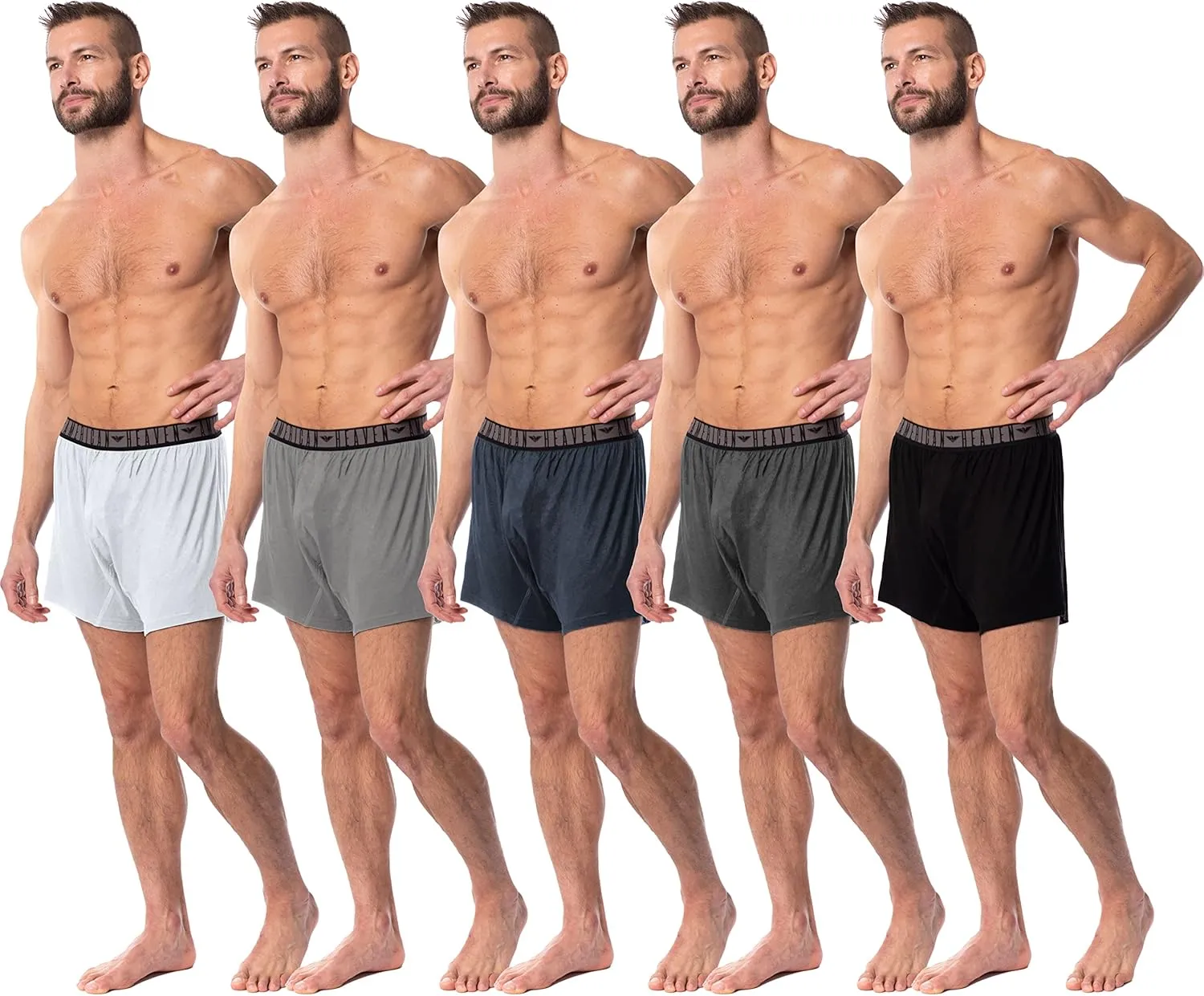AMERICAN HEAVEN Boxers for Men | 5 Pack Cotton Rayon Stretch Cool Comfortable Breathable Boxer Short Underwear