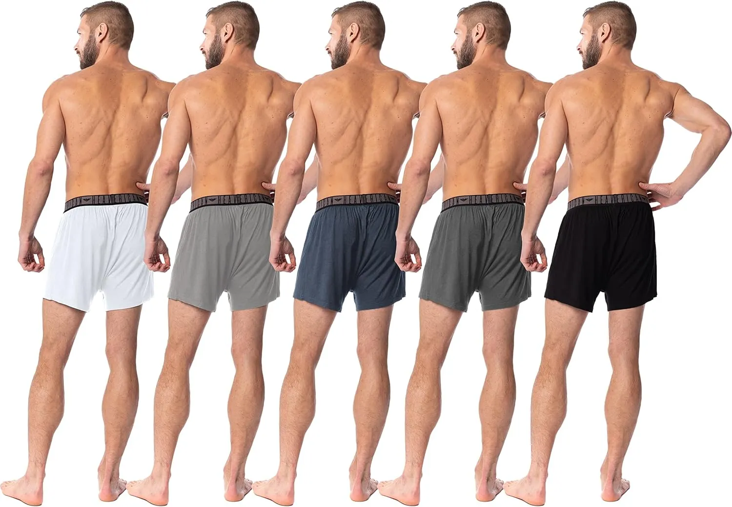 AMERICAN HEAVEN Boxers for Men | 5 Pack Cotton Rayon Stretch Cool Comfortable Breathable Boxer Short Underwear