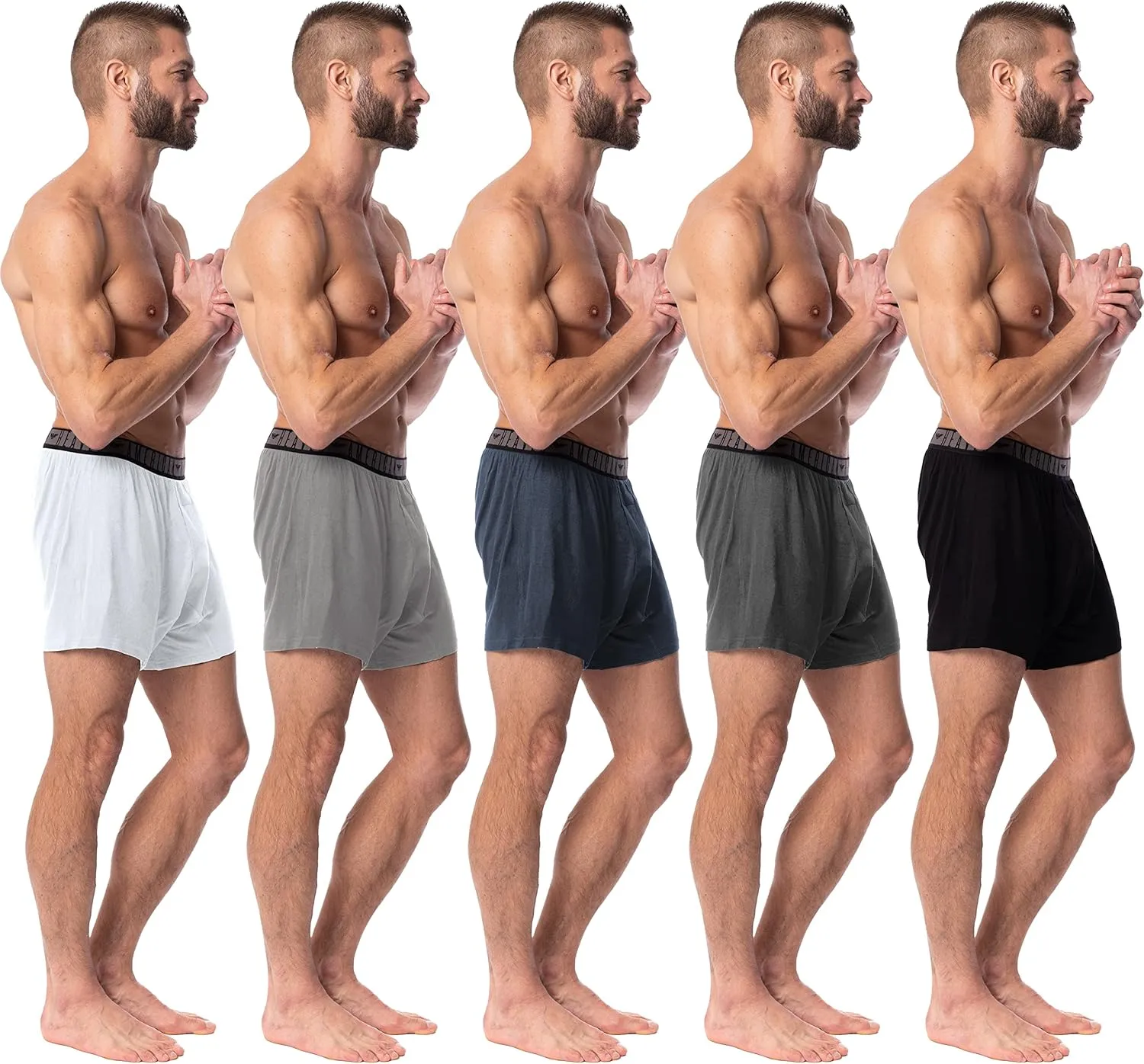 AMERICAN HEAVEN Boxers for Men | 5 Pack Cotton Rayon Stretch Cool Comfortable Breathable Boxer Short Underwear