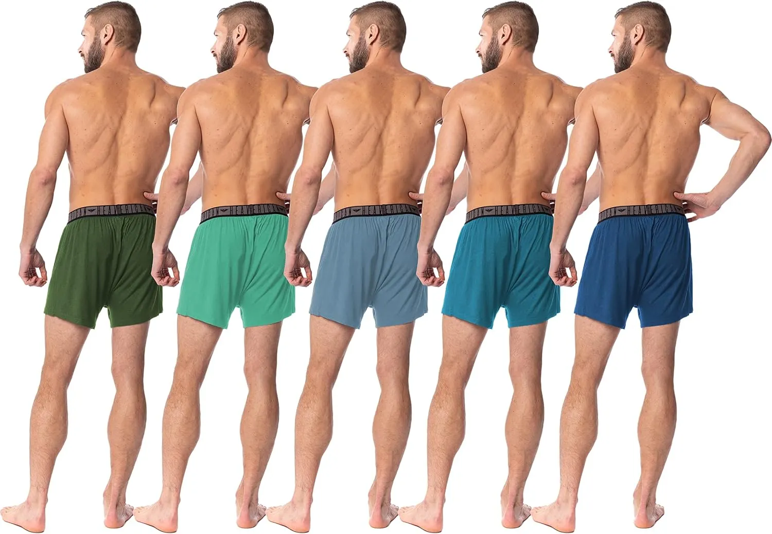 AMERICAN HEAVEN Boxers for Men | 5 Pack Cotton Rayon Stretch Cool Comfortable Breathable Boxer Short Underwear