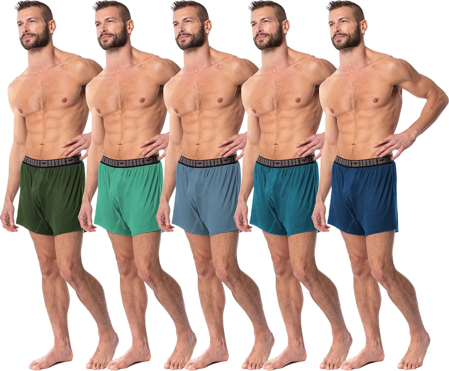 AMERICAN HEAVEN Boxers for Men | 5 Pack Cotton Rayon Stretch Cool Comfortable Breathable Boxer Short Underwear