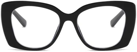 Anti Eyestrain Blue Light Blocking Reading Glasses Presbyopic Glasses Computer Readers Oversized Flat Light Mirror (Color : Black, Size :  0.00)