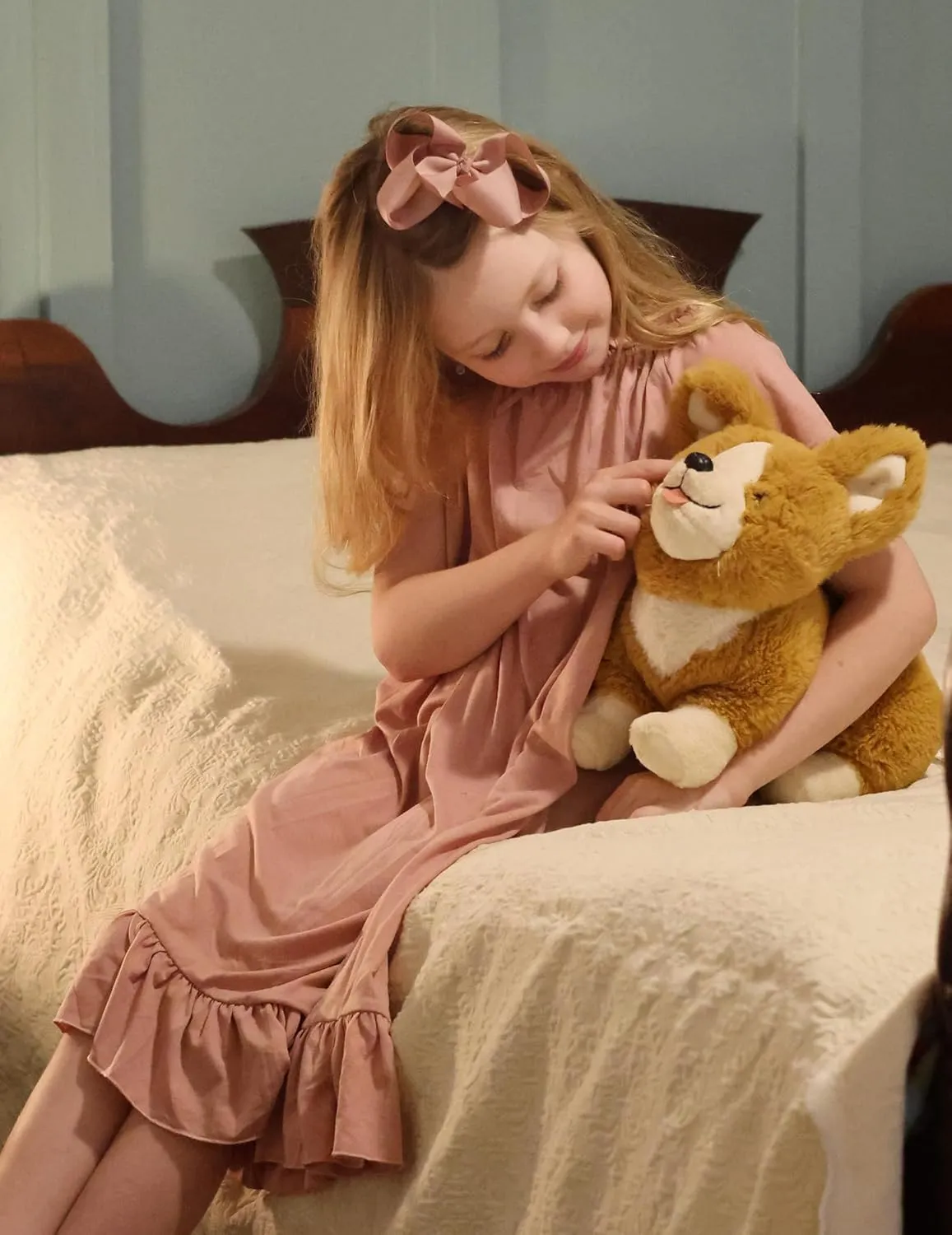 Arshiner Girls Nightgowns Sleepwear Short Sleeve Victorian Pajama Dress Soft Princess Sleepshirt for 3-12 Years Kids
