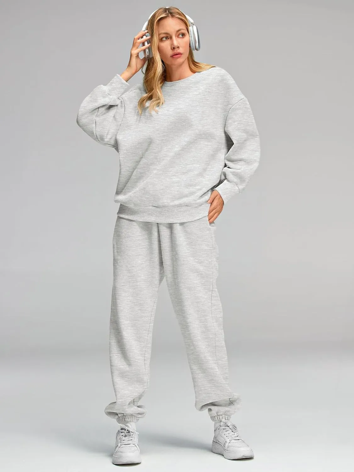 AUTOMET Womens 2 Piece Outfits Sweatsuit Oversized Sweatshirt Lounge Sets Baggy Sweatpants Fall Fashion with Pockets
