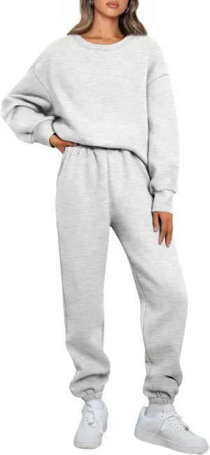AUTOMET Womens 2 Piece Outfits Sweatsuit Oversized Sweatshirt Lounge Sets Baggy Sweatpants Fall Fashion with Pockets