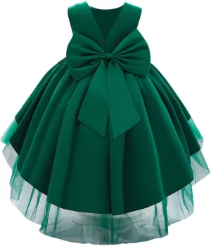 Baby Girls Dress Formal Bowknot Tutu Backless Puffy Tulle Gowns Princess Wedding Baptism Pageant Birthday Party Wear