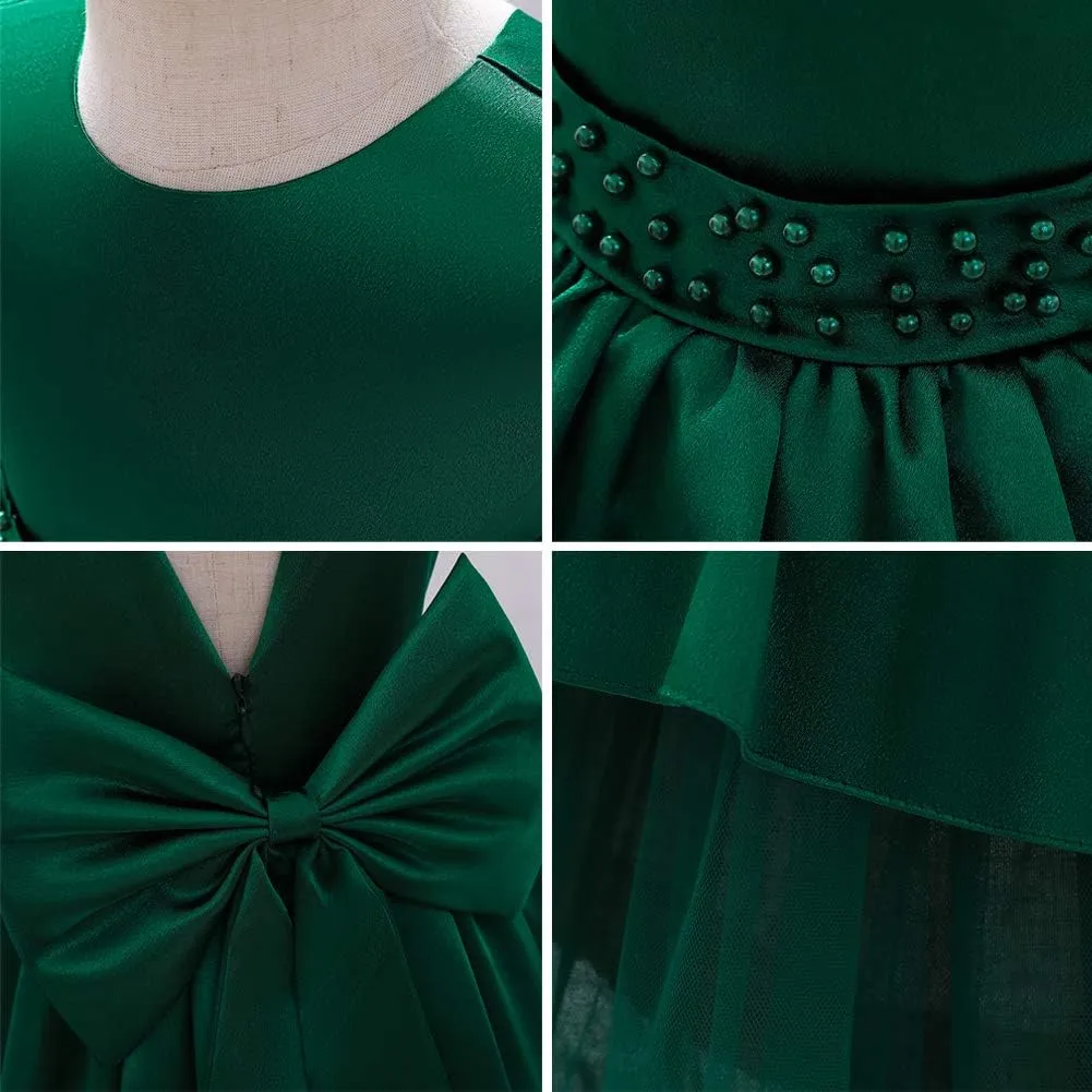 Baby Girls Dress Formal Bowknot Tutu Backless Puffy Tulle Gowns Princess Wedding Baptism Pageant Birthday Party Wear