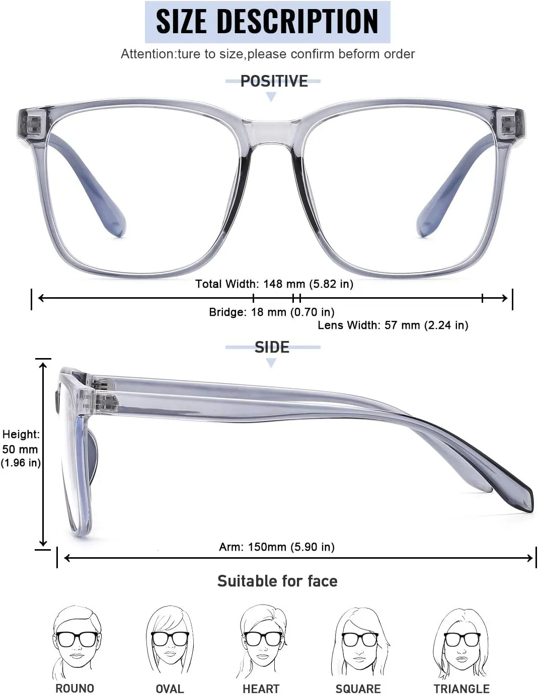 Blue Light Blocking Glasses Oversized Square Computer Glasses Anti Blue Light for Women Men