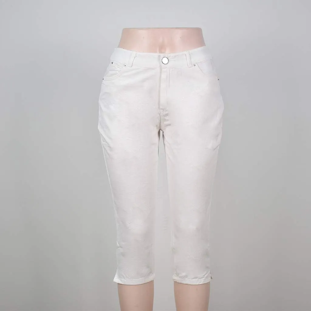 Capri Jeans for Women Trendy High Waisted Slim Split Hem Stretch Denim Jean Capris Cropped Pants Casual Summer