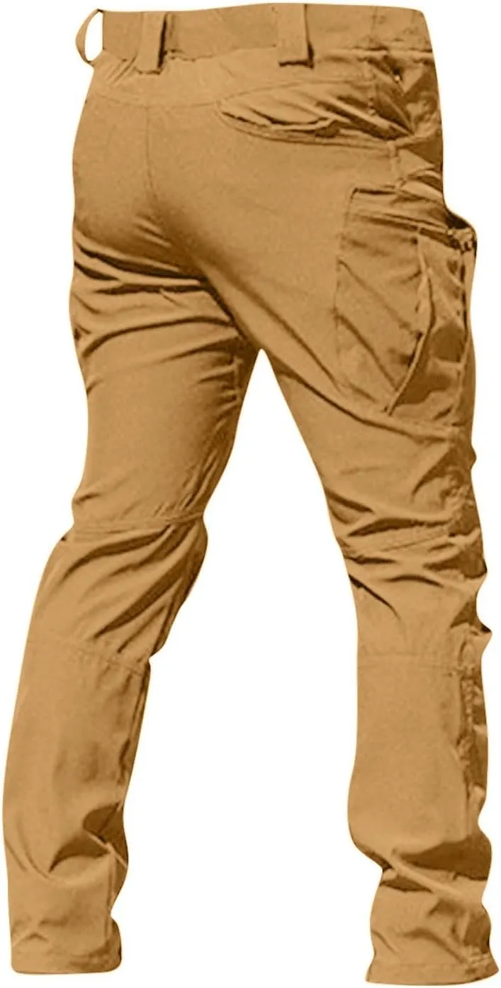 Cargo Work Pants for Men Ripstop Flexcamo - Tactical Waterproof Pants Multi Pockets Lightweight Relax Fit Hiking Pant