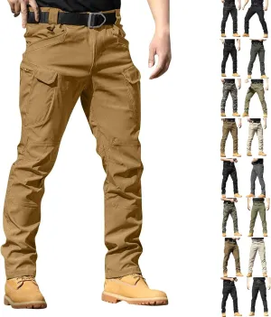 Cargo Work Pants for Men Ripstop Flexcamo - Tactical Waterproof Pants Multi Pockets Lightweight Relax Fit Hiking Pant