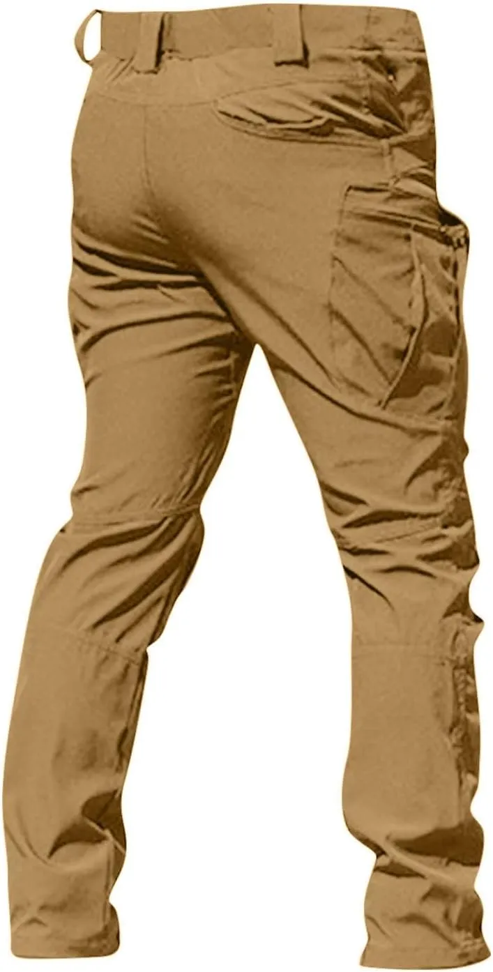 Cargo Work Pants for Men Ripstop Flexcamo - Tactical Waterproof Pants Multi Pockets Lightweight Relax Fit Hiking Pant
