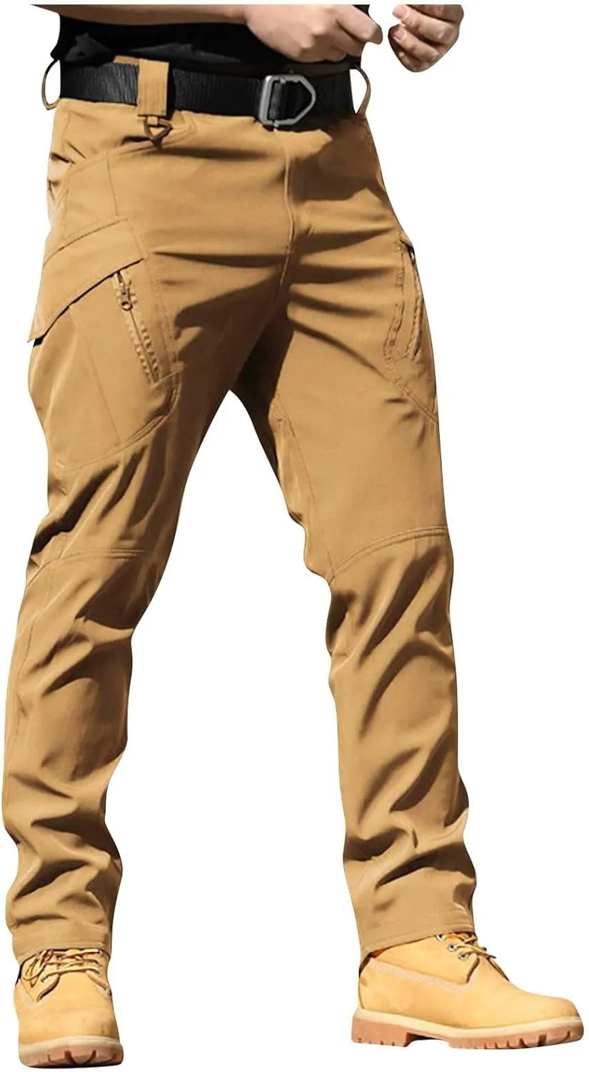 Cargo Work Pants for Men Ripstop Flexcamo - Tactical Waterproof Pants Multi Pockets Lightweight Relax Fit Hiking Pant