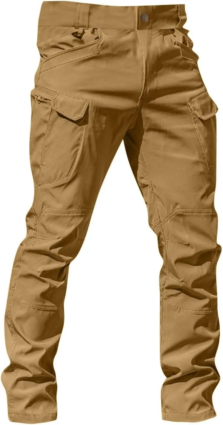Cargo Work Pants for Men Ripstop Flexcamo - Tactical Waterproof Pants Multi Pockets Lightweight Relax Fit Hiking Pant