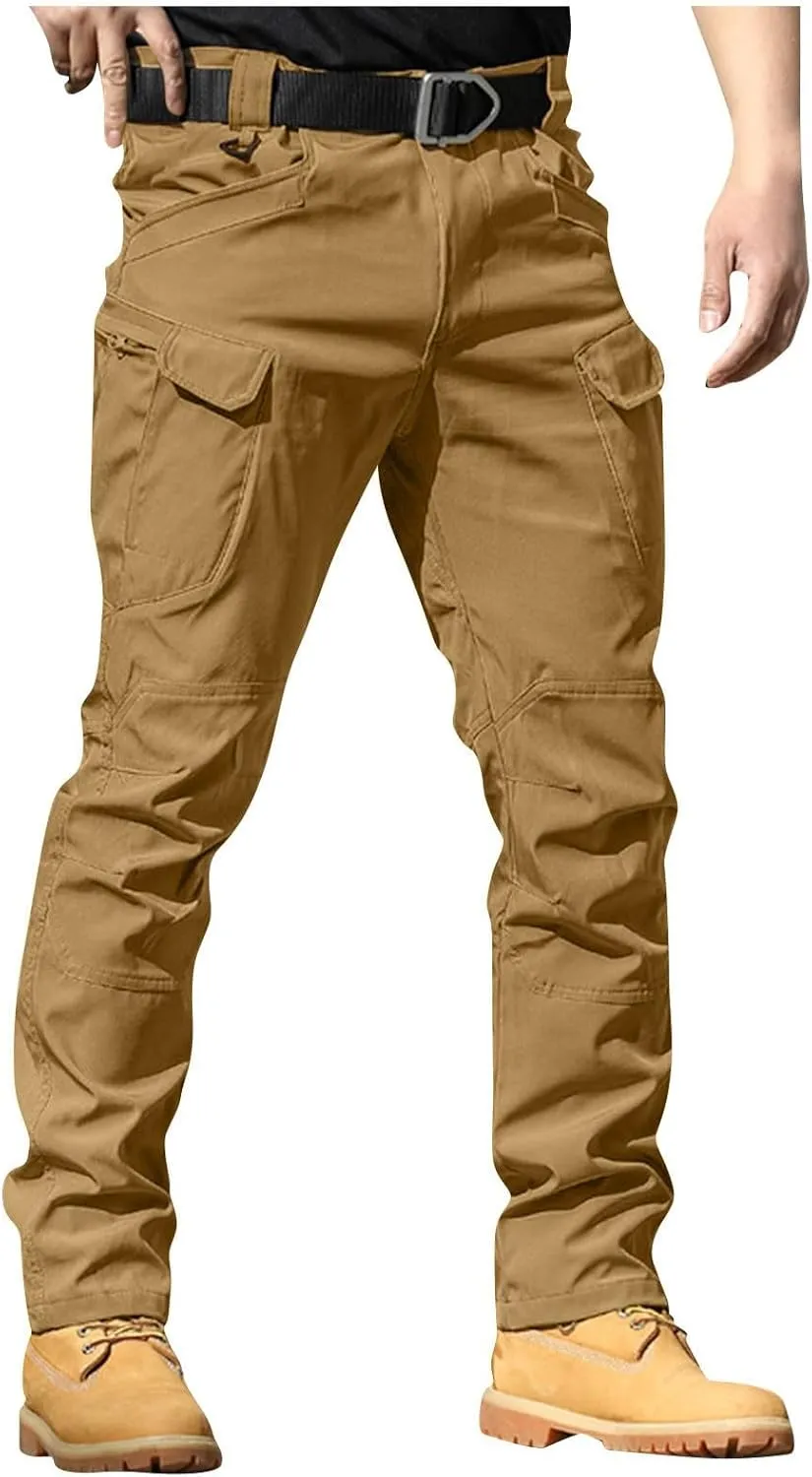 Cargo Work Pants for Men Ripstop Flexcamo - Tactical Waterproof Pants Multi Pockets Lightweight Relax Fit Hiking Pant
