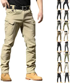 Cargo Work Pants for Men Ripstop Flexcamo - Tactical Waterproof Pants Multi Pockets Lightweight Relax Fit Hiking Pant