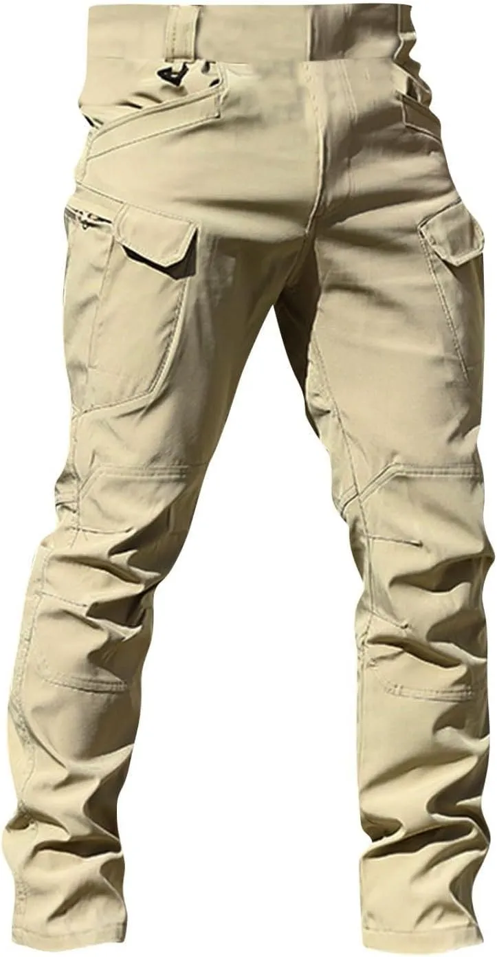 Cargo Work Pants for Men Ripstop Flexcamo - Tactical Waterproof Pants Multi Pockets Lightweight Relax Fit Hiking Pant