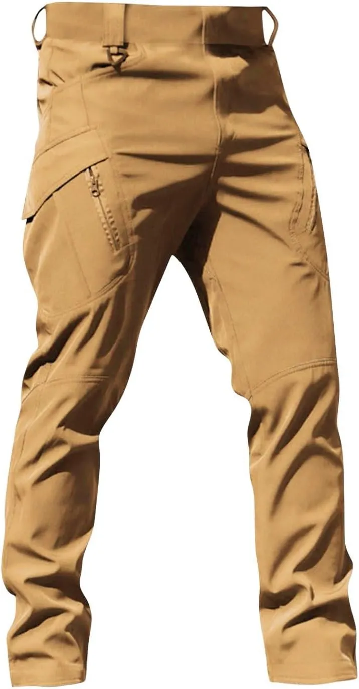 Cargo Work Pants for Men Ripstop Flexcamo - Tactical Waterproof Pants Multi Pockets Lightweight Relax Fit Hiking Pant