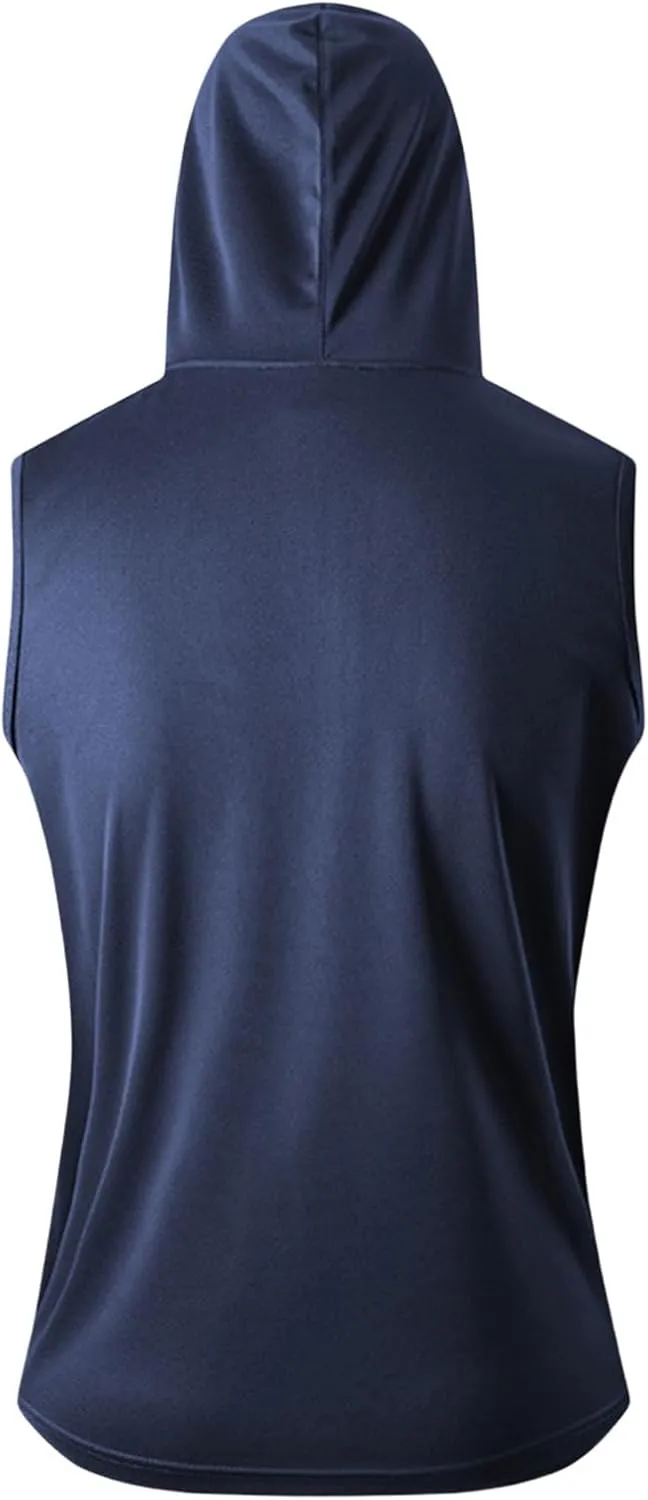Casual Sleeveless Hoodies for Men Athletic Quick Dry Hooded Shirts Drawstring Pullover Workout Shirts with Pockets