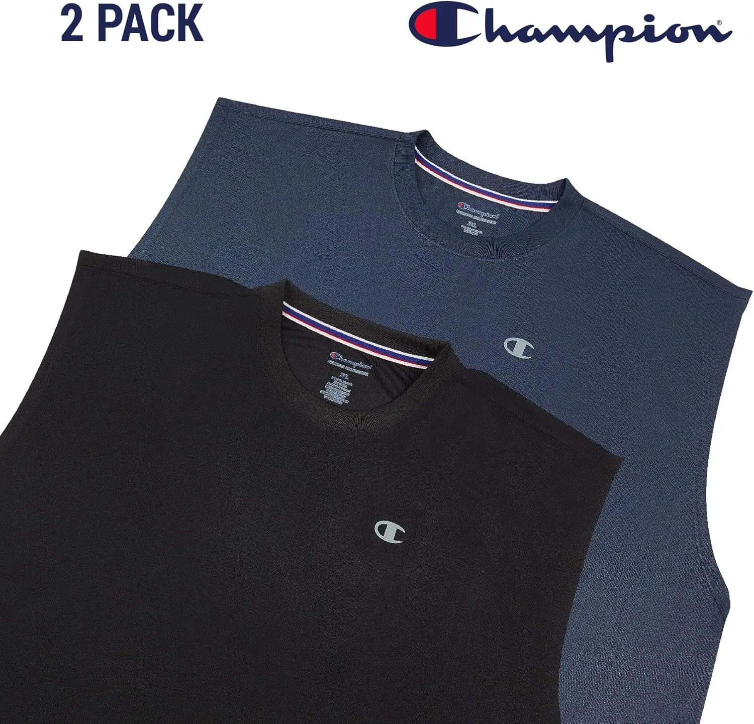 Champion Big and Tall Sleeveless Shirt for Men – 2 Pack Performance Muscle Shirt
