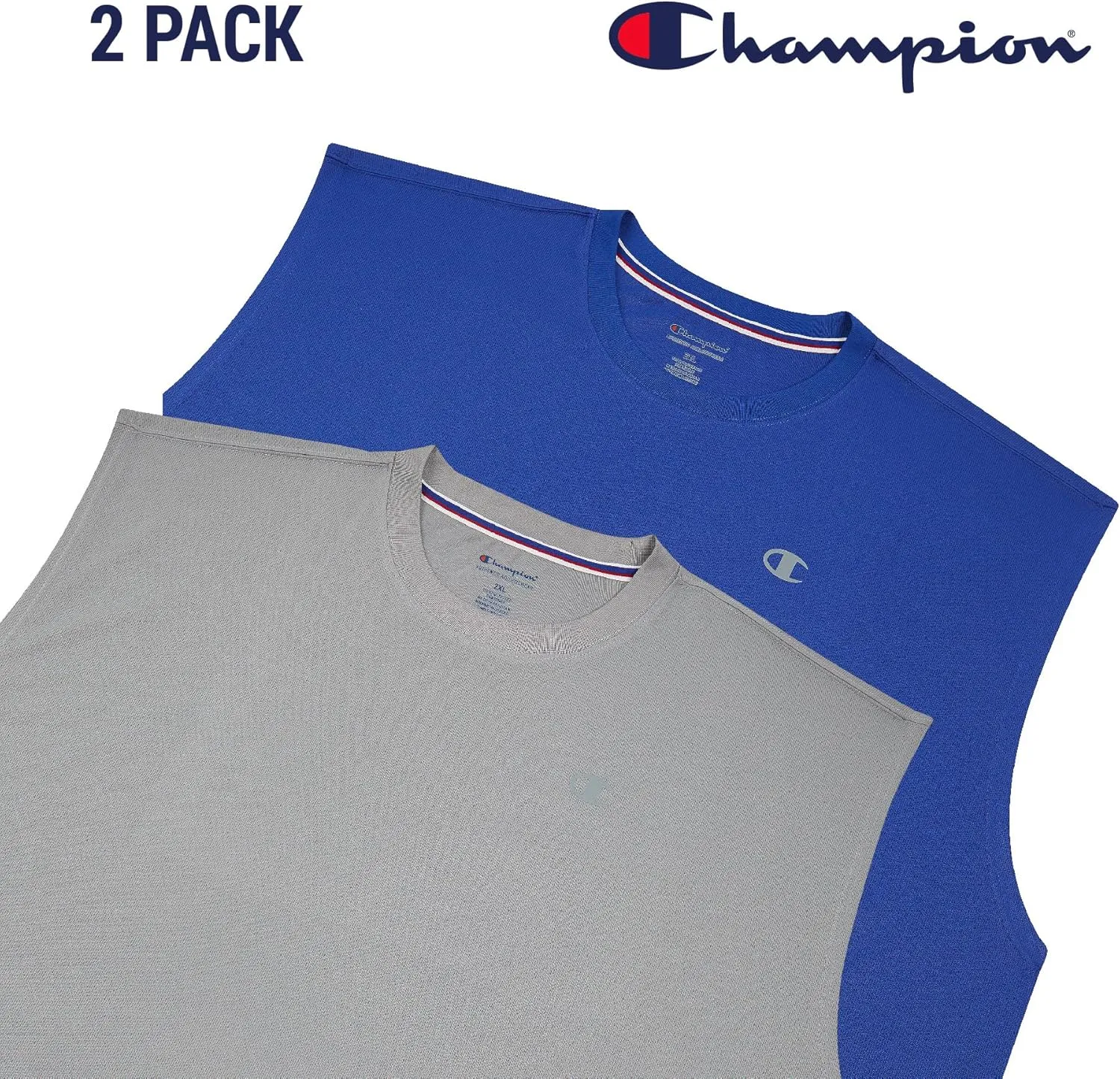 Champion Big and Tall Sleeveless Shirt for Men – 2 Pack Performance Muscle Shirt