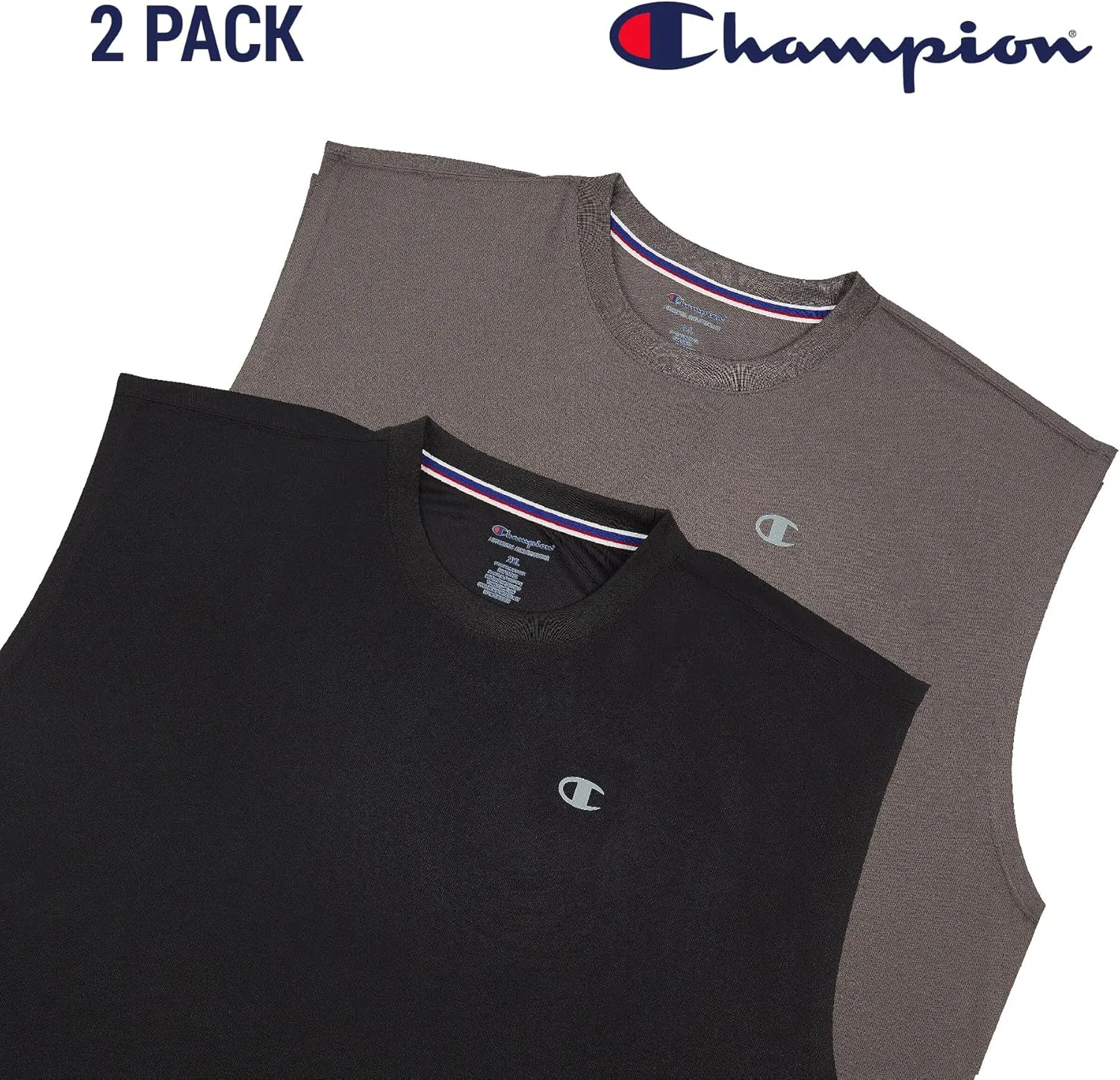 Champion Big and Tall Sleeveless Shirt for Men – 2 Pack Performance Muscle Shirt