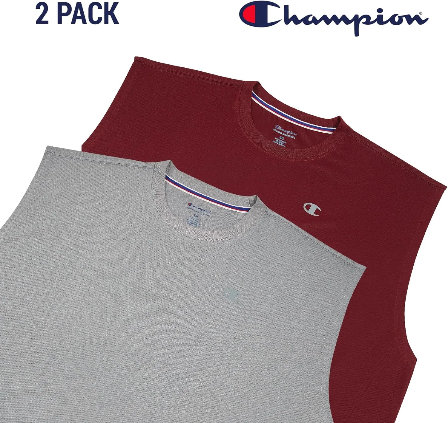 Champion Big and Tall Sleeveless Shirt for Men – 2 Pack Performance Muscle Shirt