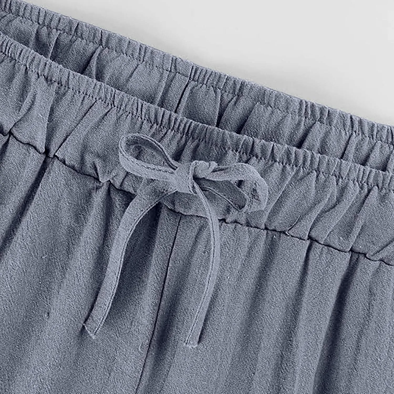 Cotton Linen Pants Women Summer Wide Leg Casual Loose Trousers Drawstring High Waist Palazzo Pants with Pockets 2025