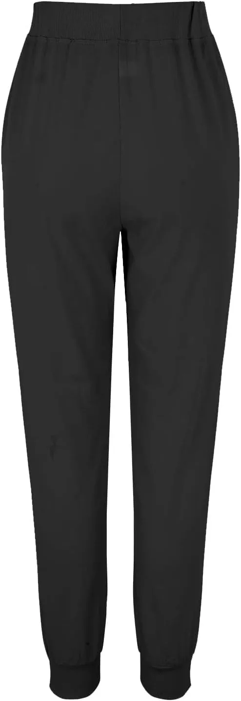Cotton Linen Tapered Pants Womens Jogger Casual Drawstring Back Elastic Waist Pants Casual Trousers with Pockets