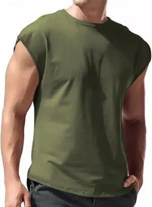 CTRLZS Cap Sleeve T-Shirts for Men Solid Color Muscle Cut Performance Cool Workout Tees Gym Loose Bodybuilding Sport Tops