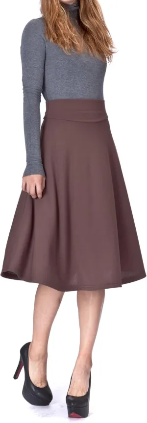 Dani's Choice Stretch High Waist A-line Flared Long Midi Skirt