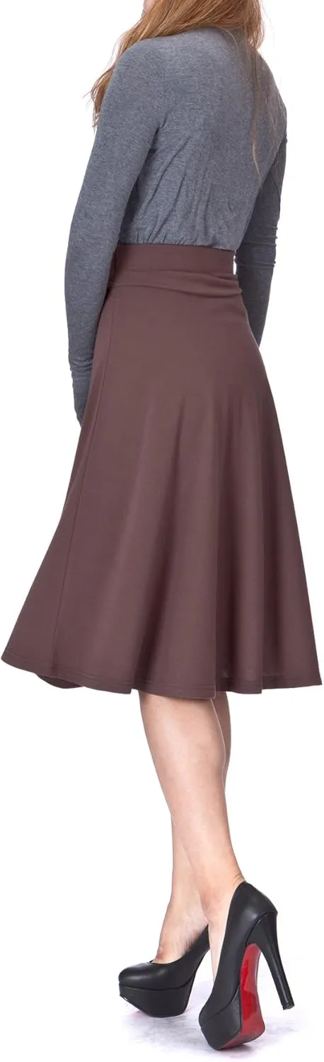 Dani's Choice Stretch High Waist A-line Flared Long Midi Skirt