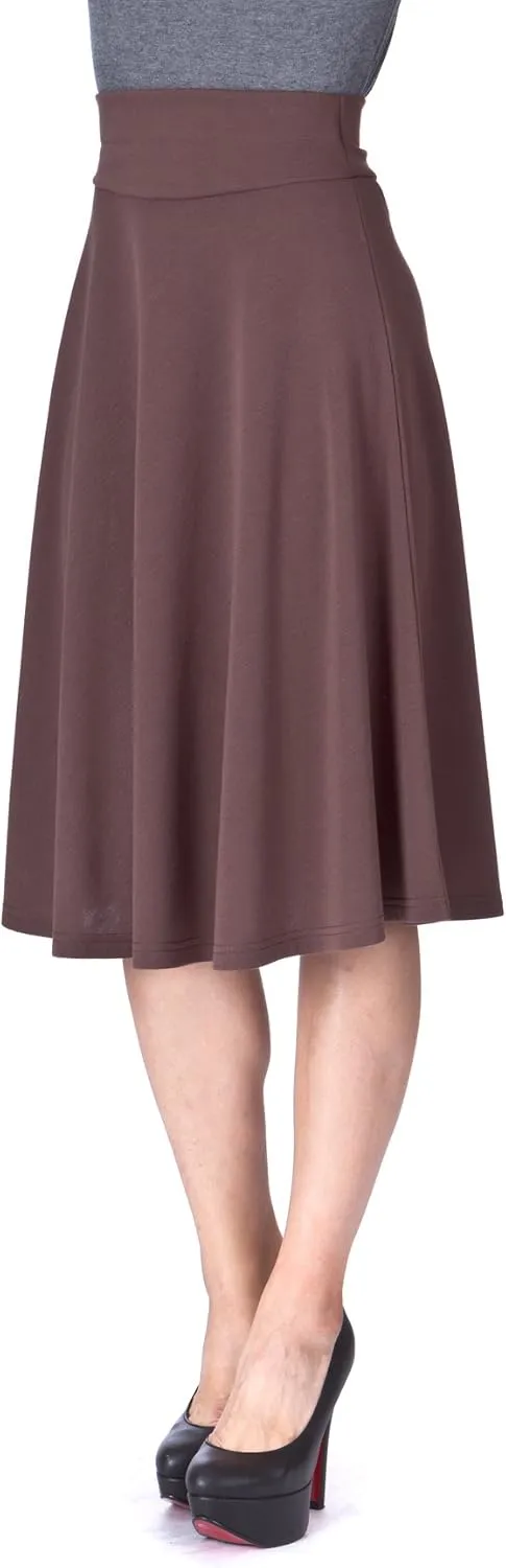 Dani's Choice Stretch High Waist A-line Flared Long Midi Skirt