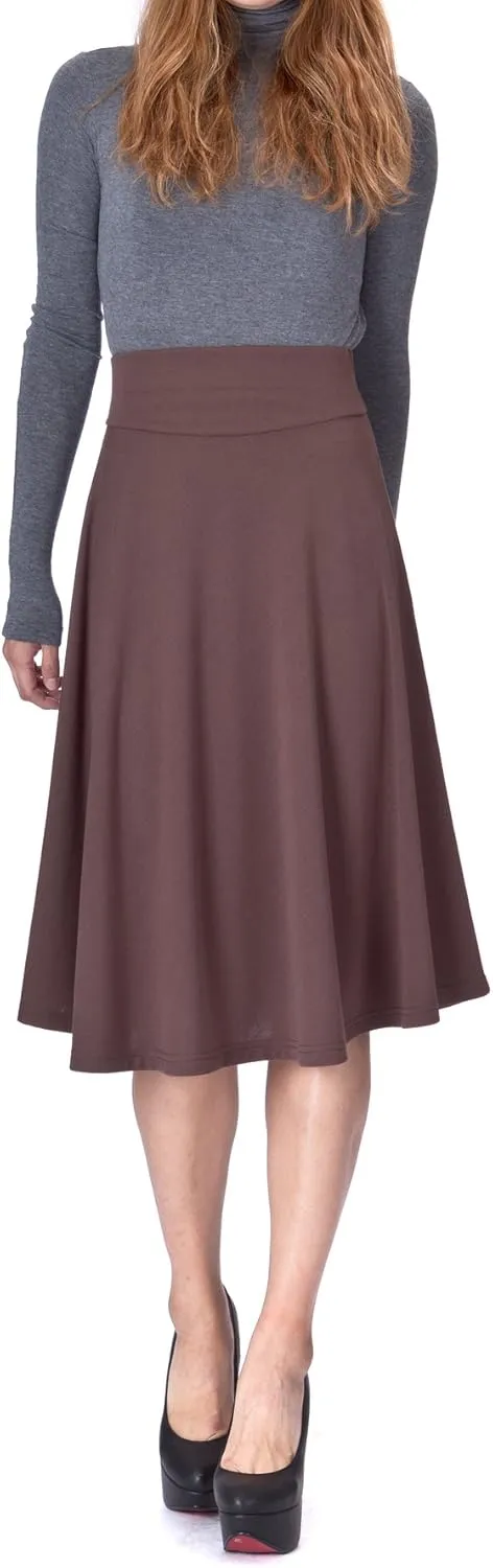 Dani's Choice Stretch High Waist A-line Flared Long Midi Skirt