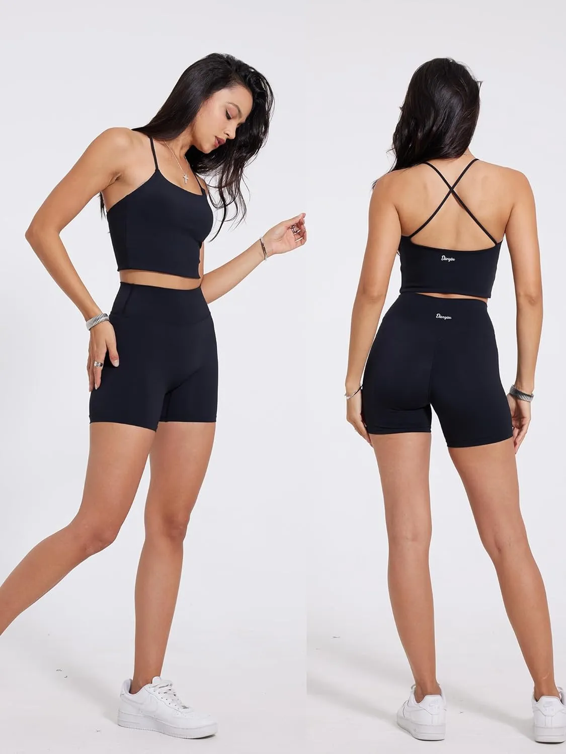 Danysu Hidden Scrunch Shorts for Women 5" No Front Seam Biker Shorts Brazilian Butt Lift