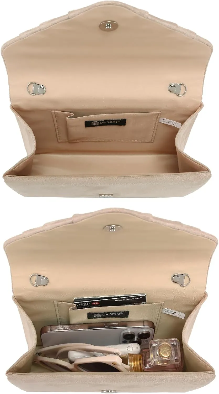Dasein Women's Evening Bag Pleated Envelope Clutch Handbag Wedding Party Bridal Purse