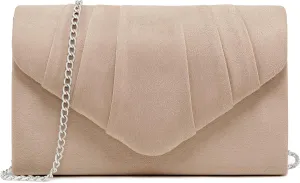 Dasein Women's Evening Bag Pleated Envelope Clutch Handbag Wedding Party Bridal Purse