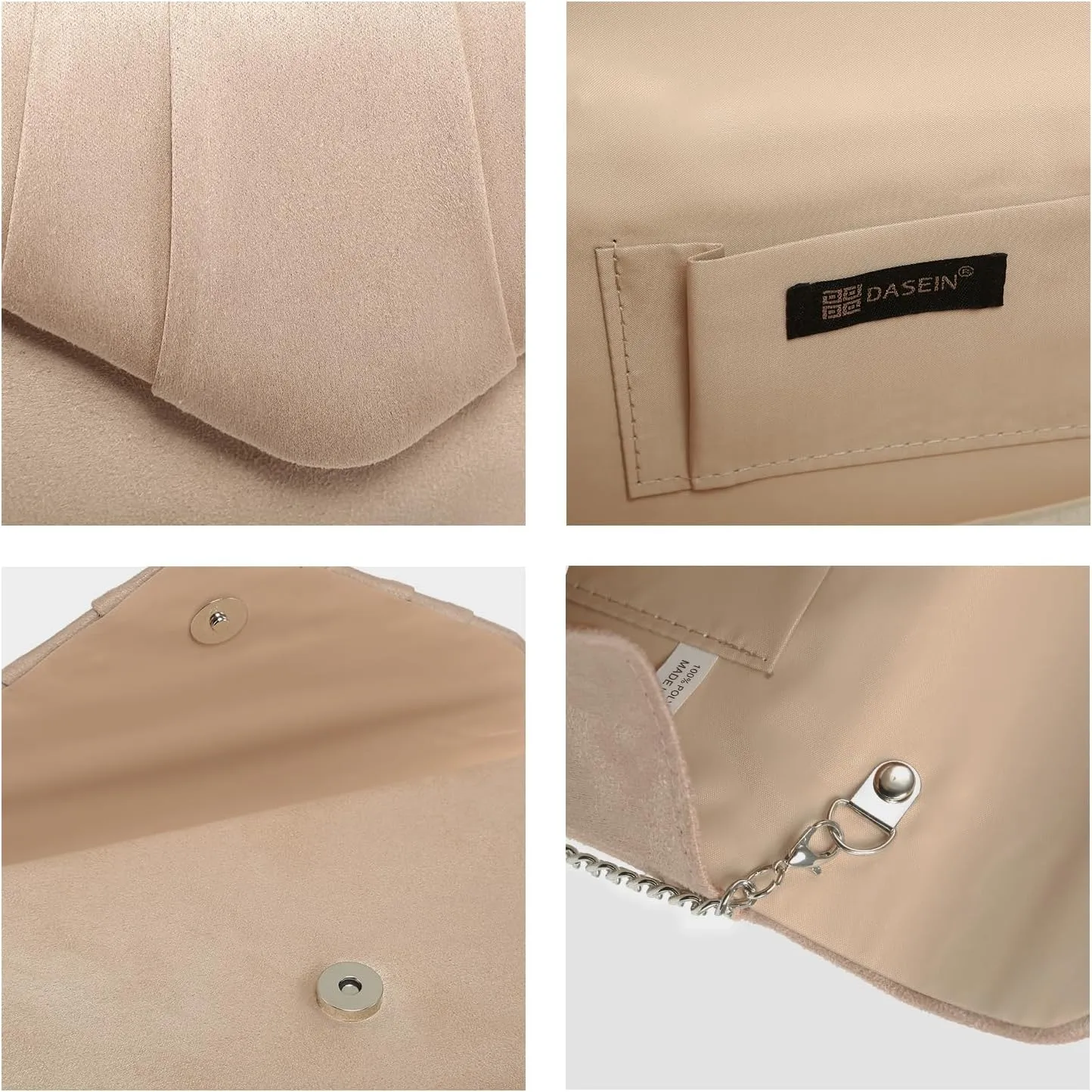Dasein Women's Evening Bag Pleated Envelope Clutch Handbag Wedding Party Bridal Purse