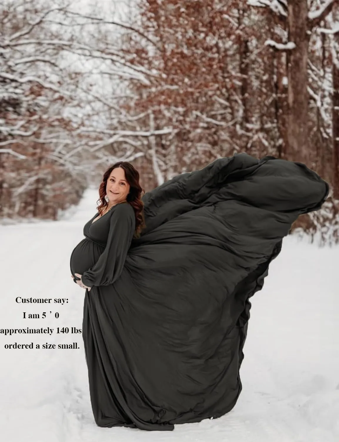 Dedysler Maternity Gowns Long Sleeves Baby Shower Dress for Photoshoot Wrap Split Sweetheart Maxi Photography