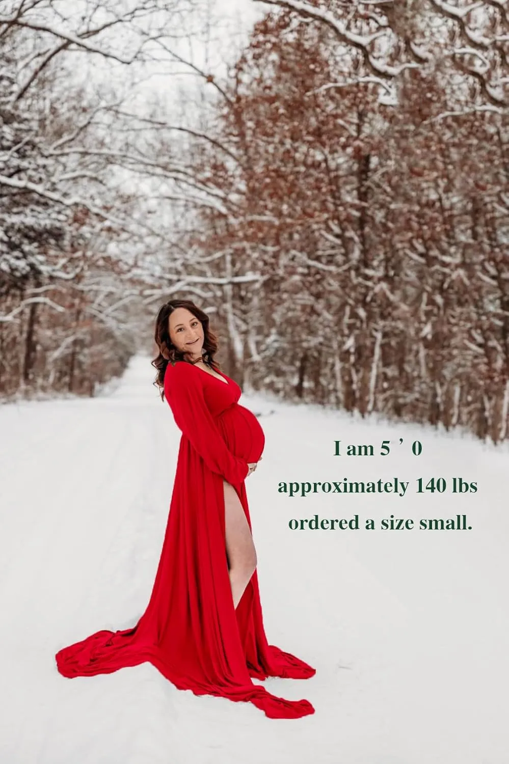 Dedysler Maternity Gowns Long Sleeves Baby Shower Dress for Photoshoot Wrap Split Sweetheart Maxi Photography