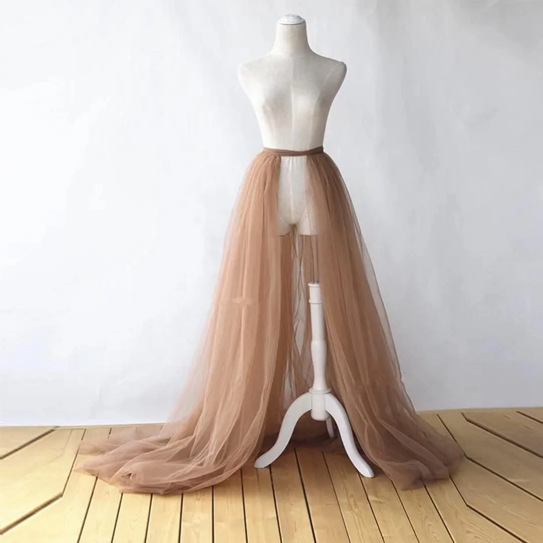 Detachable Wedding Train Only Length 66" Wedding Maxi Tulle Skirts Floor Length Overskirt for Bridal Party
