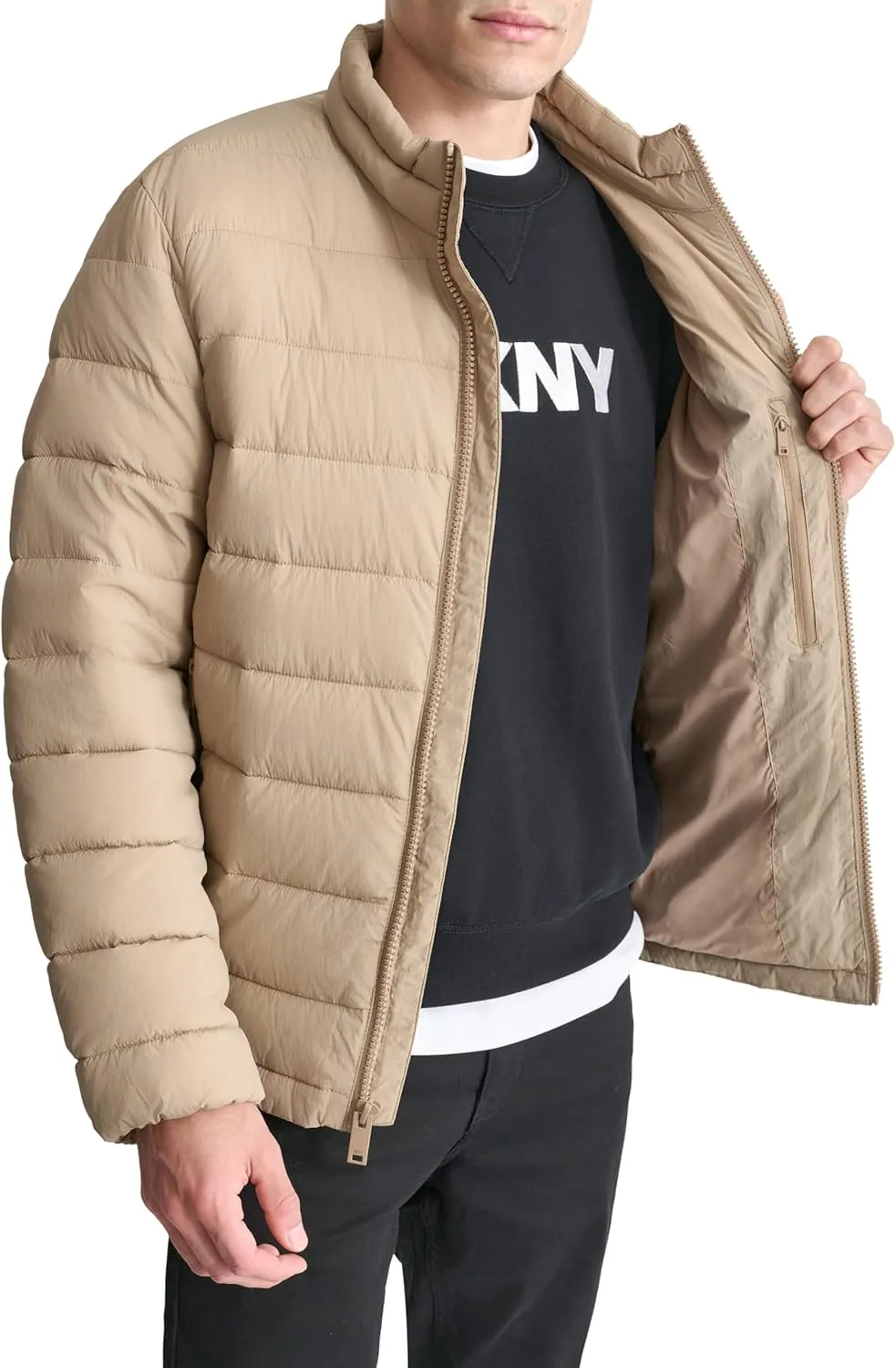 DKNY Mens Light Weight Quilted Puffer Jacket