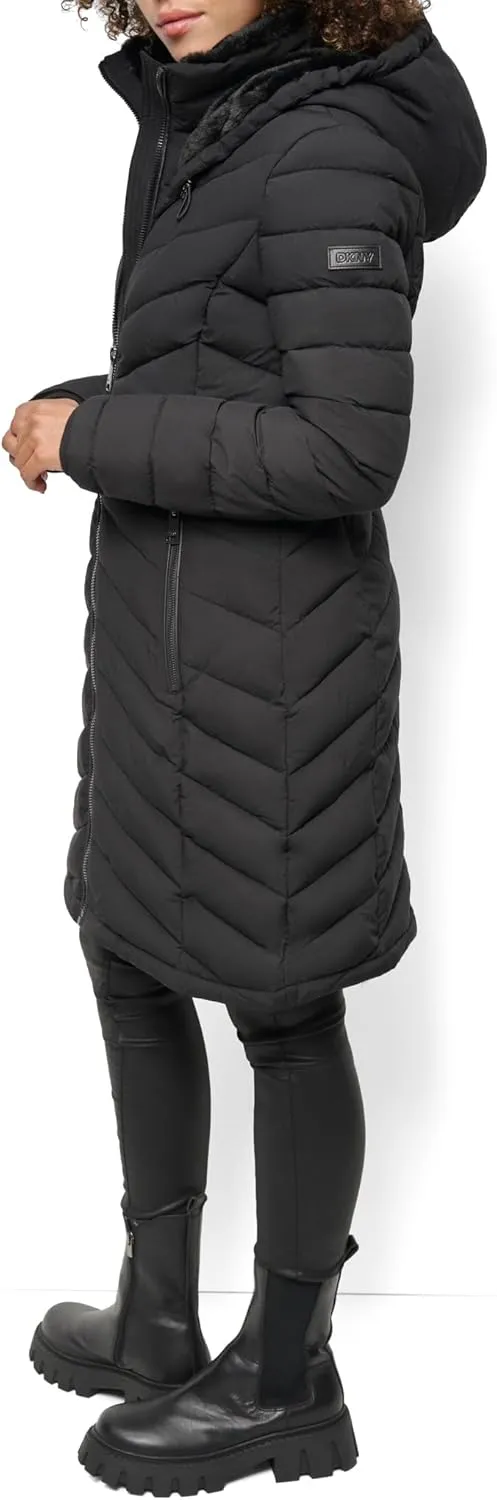 DKNY Women's Hooded Light-Weight Puffer