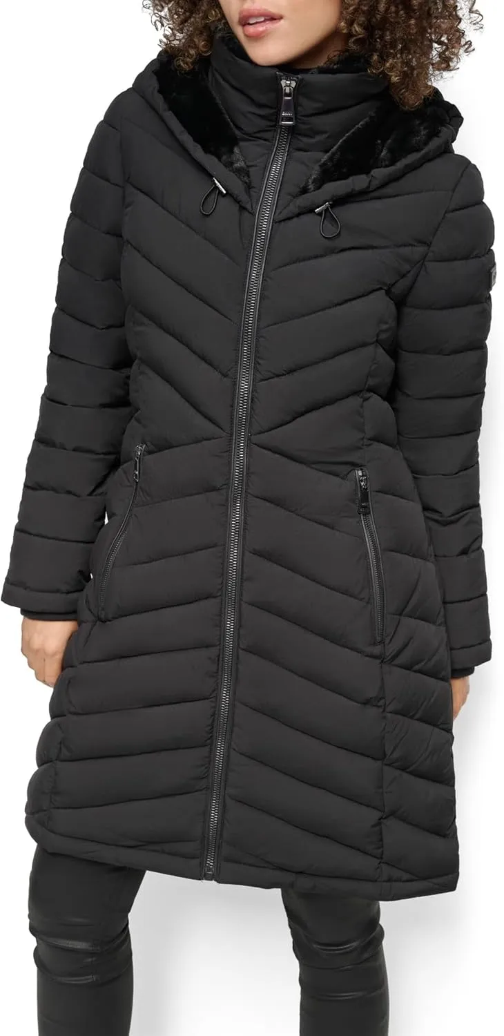 DKNY Women's Hooded Light-Weight Puffer