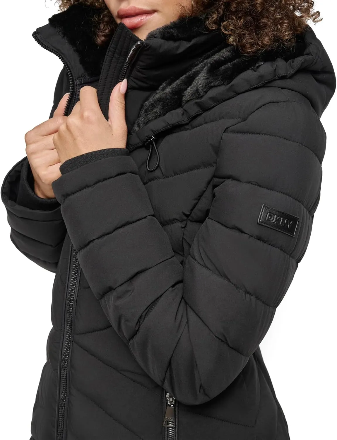 DKNY Women's Hooded Light-Weight Puffer
