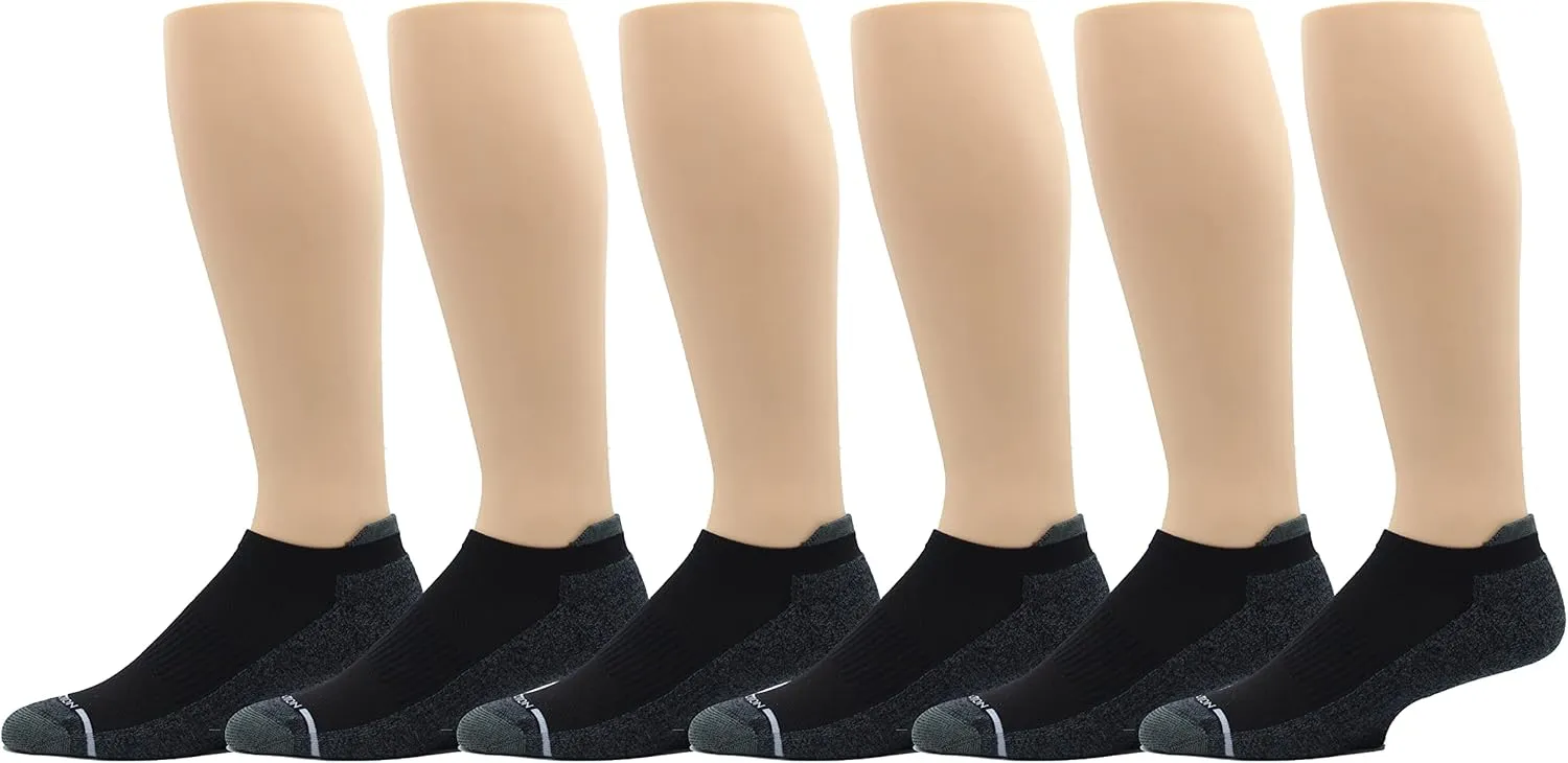 Dr. Motion Mens Low Cut Cushioned Breathable Compression Ankle Socks with Arch Support 6 Pairs
