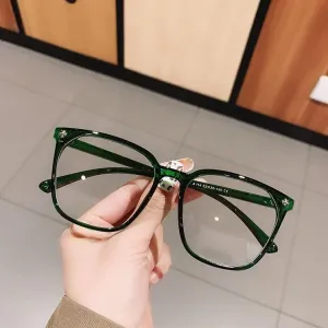 Fatigue Relieve Reading Glasses Blue Light Blocking Computer Readers Oversized Flat Light Mirror Presbyopic Glasses (Color : Green, Size :  200)