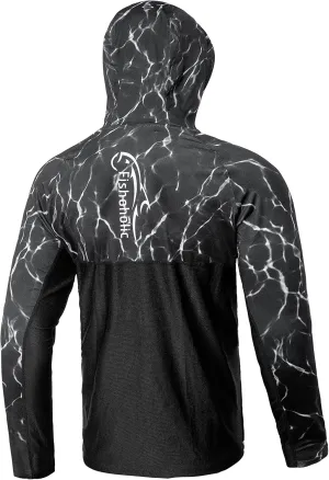 Fishoholic UPF 50 Performance Fishing Shirt - Long Sleeve Hoodie - Loose Keg Fit - Breathable Quick Dry Sun Protection