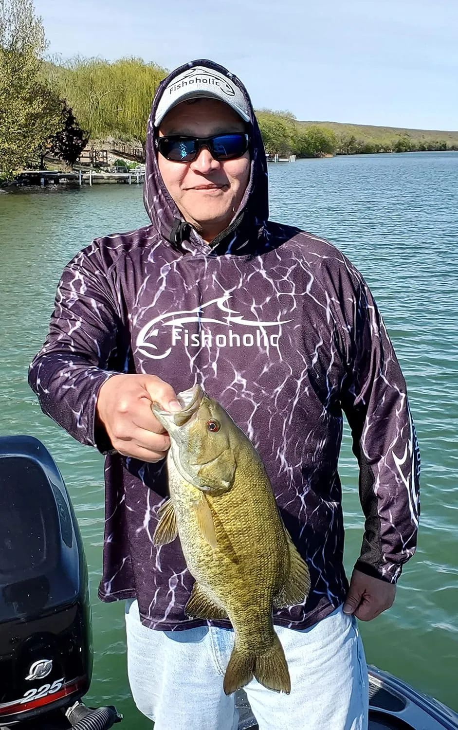 Fishoholic UPF 50 Performance Fishing Shirt - Long Sleeve Hoodie - Loose Keg Fit - Breathable Quick Dry Sun Protection